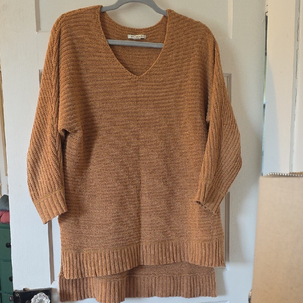 Cato Brown V-Neck Ribbed Sweater